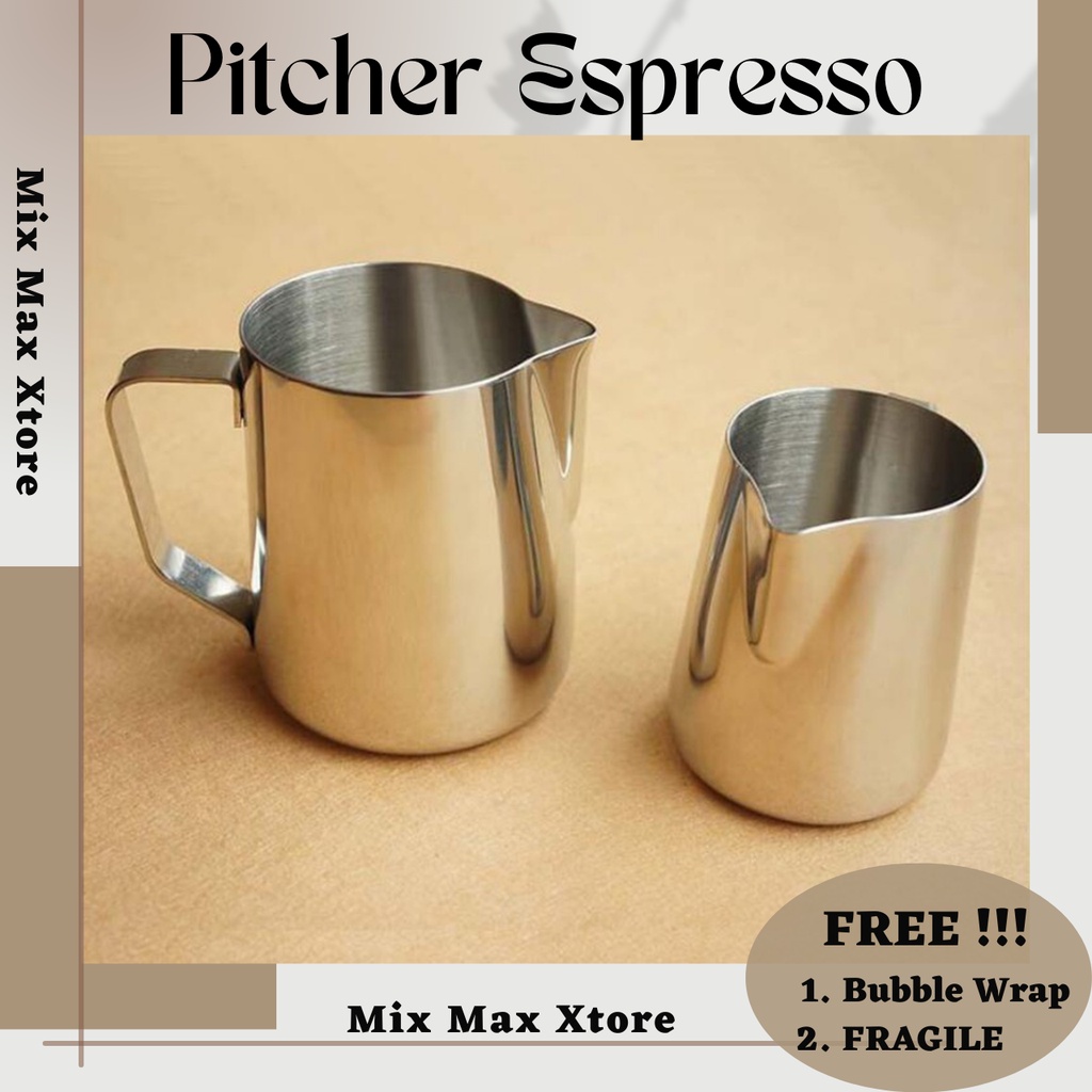 OneTwoCups Gelas Pitcher Kopi Espresso Latte Art Stainless - Silver