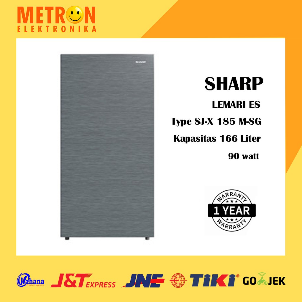 SHARP SJ X 185 M SG / GREY KULKAS LEMARI ES 1 PINTU 166 LITER / TEMPERED GLASS TRAY / SJX185MSG