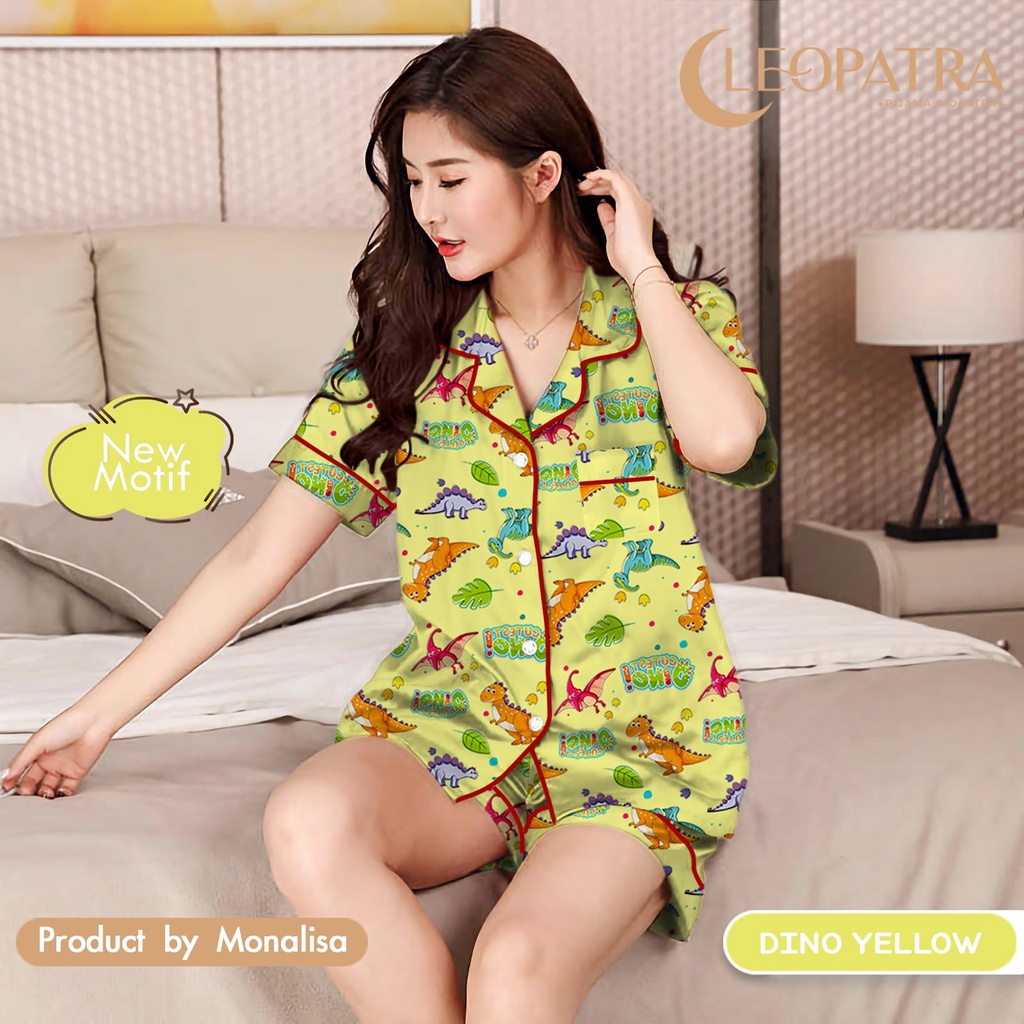Monalisa Piyama Dewasa Wanita HP L ( All Size ) Motif Karakter-Dino Yellow