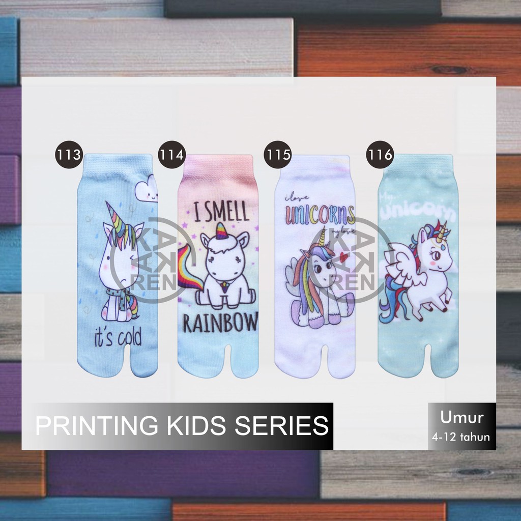 Kaos Kaki Jempol Anak Printing Karakter Unicorn, LOL G