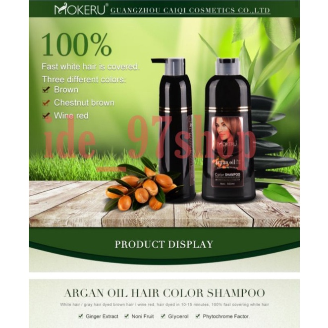 MOKERU Pewarna Rambut Herbal | Argan Oil Dye hair shampoo 500ml