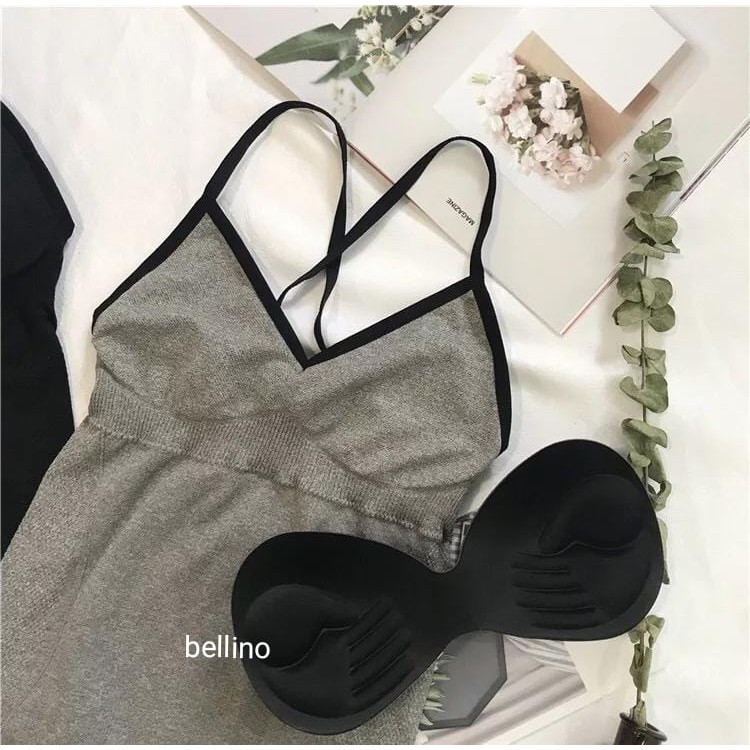 Tanktop Import Strech Dengan Cup Bra busa bisa dilepas All Size T8823 Tank Top Tangtop Tengtop Tentop Atasan Wanita Kaos Dalaman Perempuan