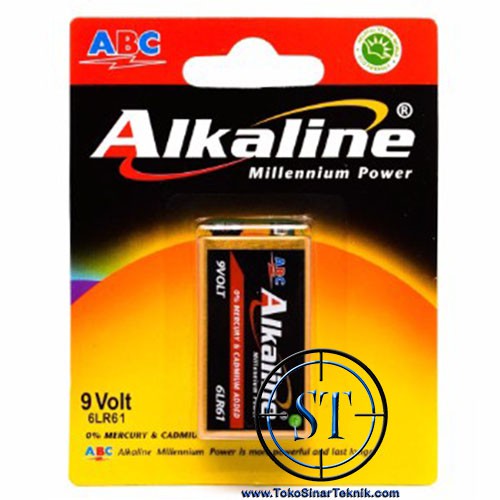 Battery ABC Alkaline 9V 6LR61 Baterai Battre Batre 9v Kotak Led Multimeter Batre Alkaline