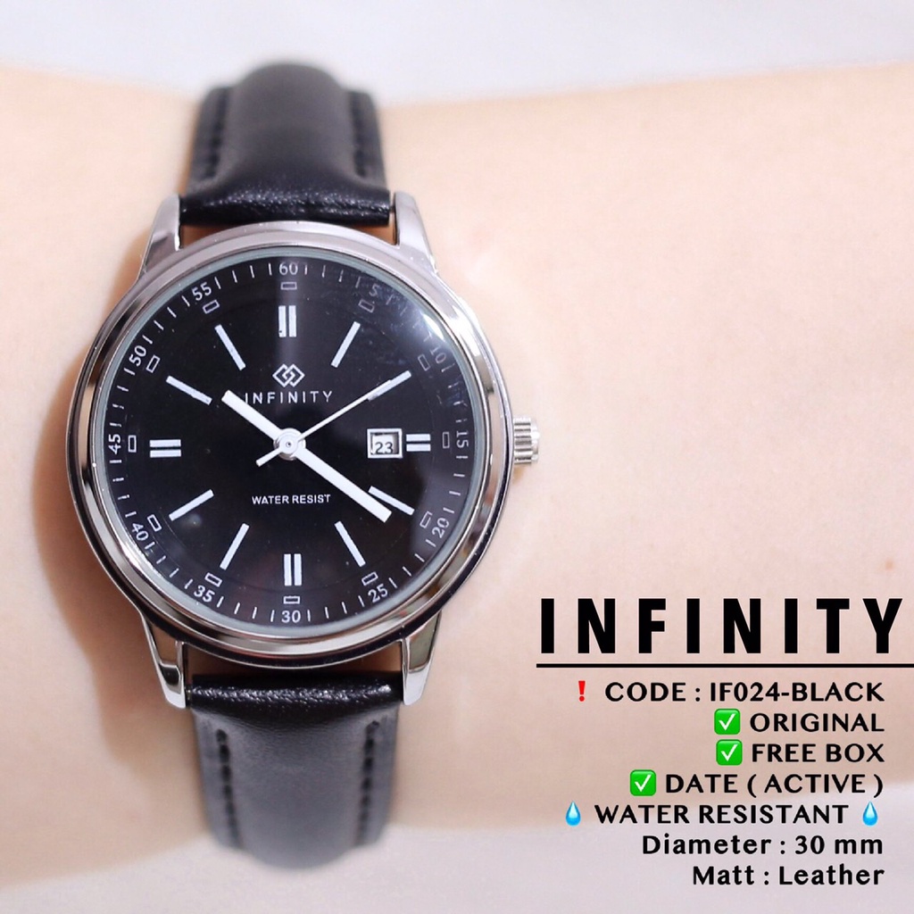 Jam tangan original anti air INFINITY tali kulit leather free box IF008