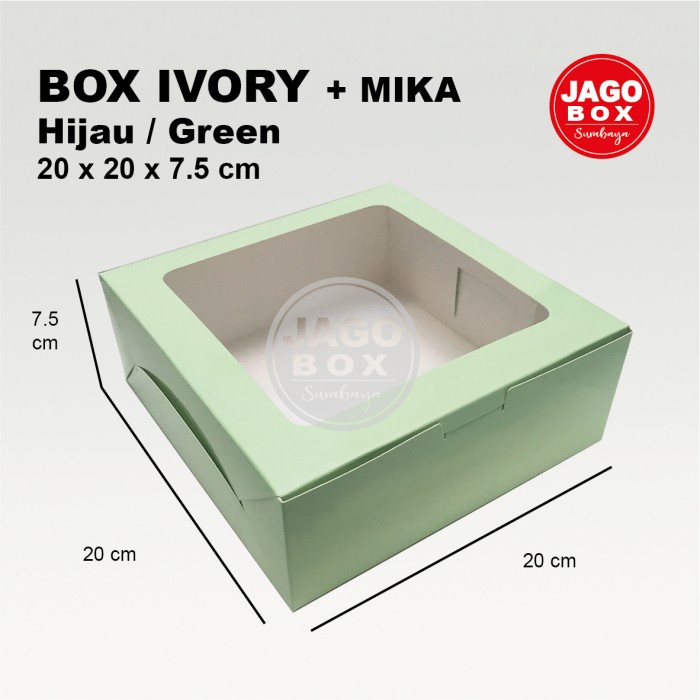 Box Kotak Dos Nasi Kue Snack Hijau/Merah 20 x 20 x 7,5 cm Lubang Mika