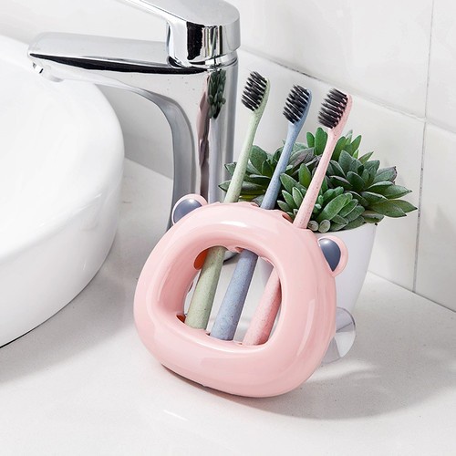 Hanger Sikat Gigi Tempel Tempat Sikat Gigi PANDA Rak Dudukan Sikat Gigi 3 Lubang Toothbrush