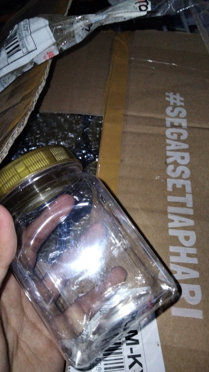 Toples Plastik Kotak 340ml - Toples Sambal/bumbu/selai/kue/parsel/coklat