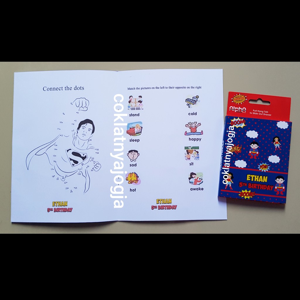 

(PO 13hr kerja, MIN 12) Birthday Souvenir Set Buku Aktivitas dan Pensil Warna Box Tema Superhero Wonderwoman dan Superman
