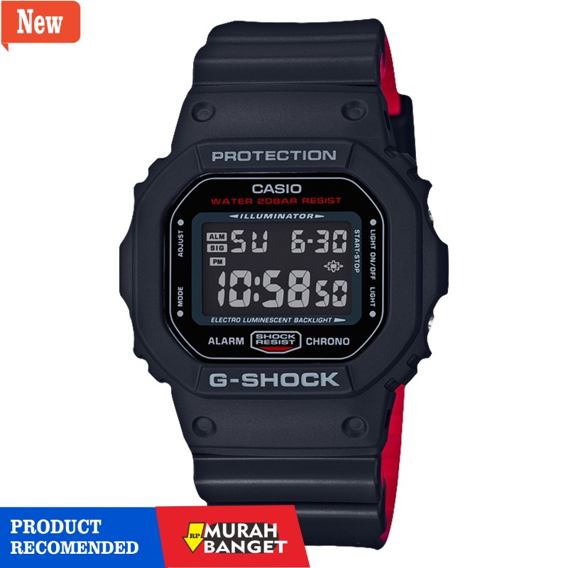 Jam digital pria terbaik- Jam Tangan Pria Casio G-shock DW-5600HR-1DR Man Digital Dial Black Resin S