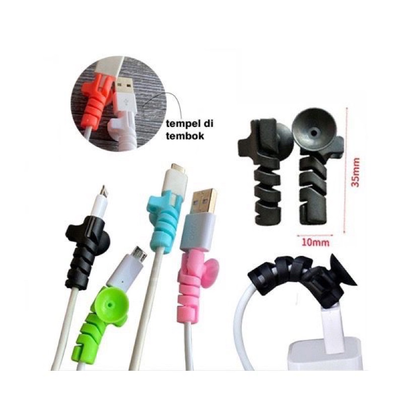 PELINDUNG UJUNG KABEL CHARGER SPIRAL 2IN1 / CABLE PROTECTOR GURITA SUCKER JRW0020