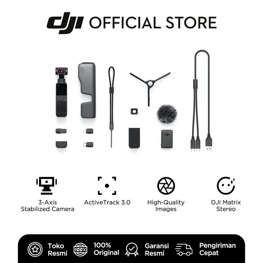 DJI Pocket 2 Combo 3Axis Gimbal Stabilizer Camera Kamera Saku - Garansi 1 Tahun-1
