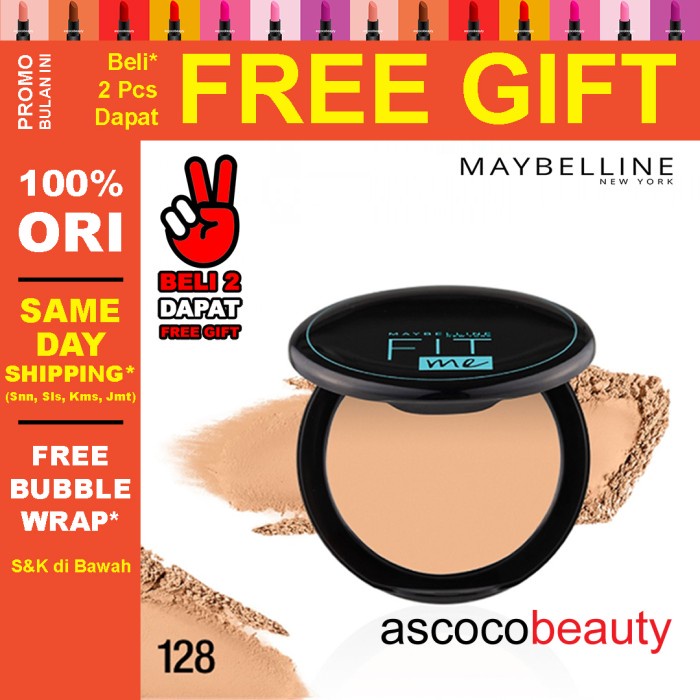 COD Maybelline Fit Me 12 Hour Oil Control Powder Bedak Padat - 128 Warm Nude