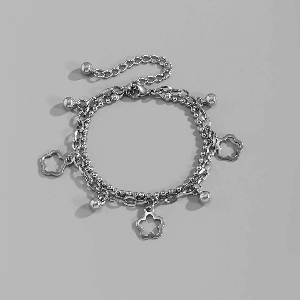 Hollow Flower Pendant Double Bracelet Female Chain Bracelet