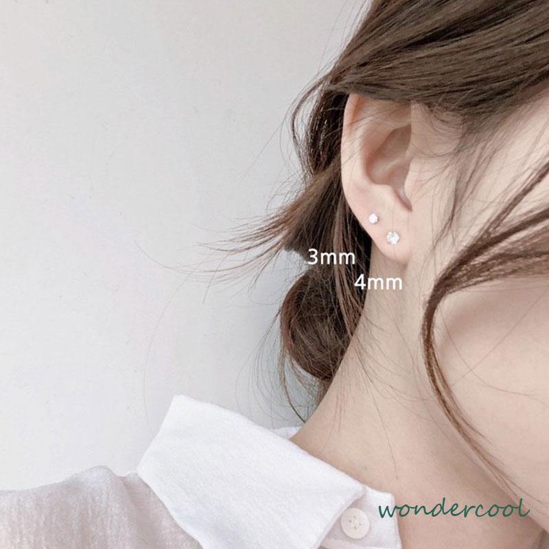 1PC Anting Tusuk Anti Karat Anti Alergi Zirkon Mini Stainless Steel Kualitas Tinggi Aksesoris Wanita -Won