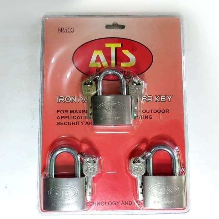 ATS Gembok SET Isi 3 pcs 50 mm Gembok Pagar toko Master key set rumah