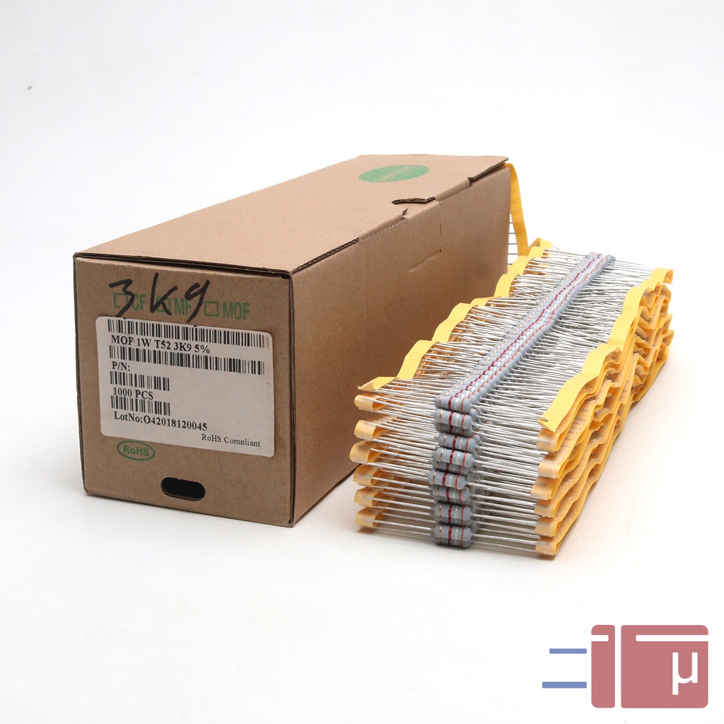 x10 Resistor 3K9 3.9K 1W Metal Oxide 5% Taiwan Kaki Tembaga