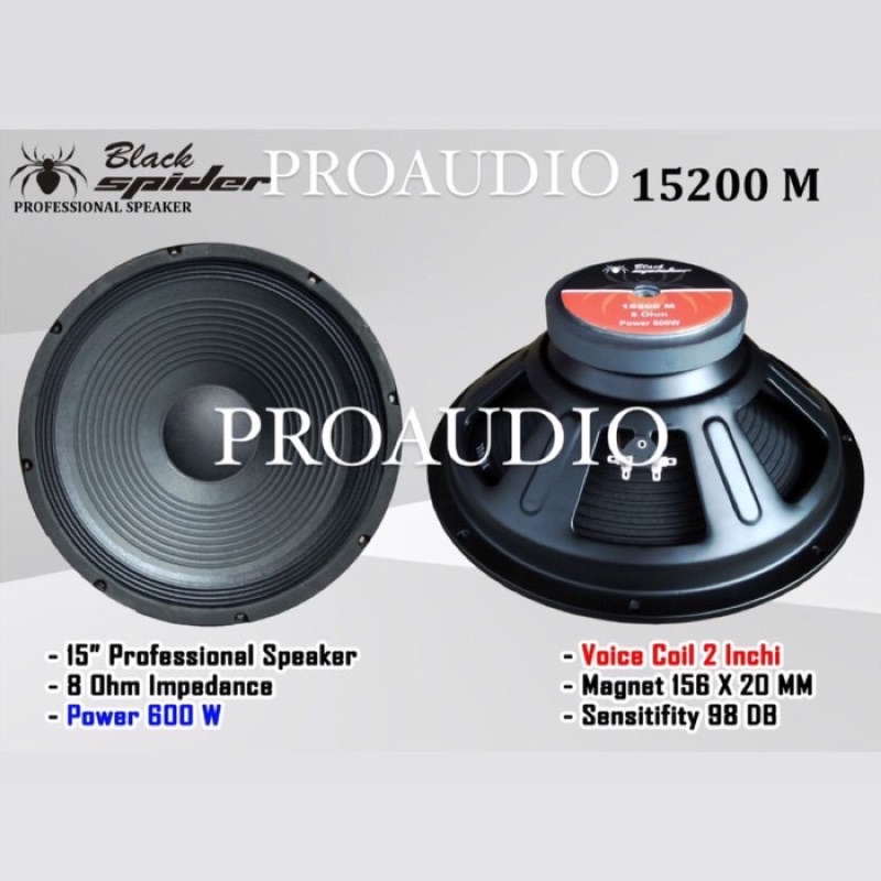 Speaker Komponen Black Spider 15 Inch 15200 M BS 15200M Original