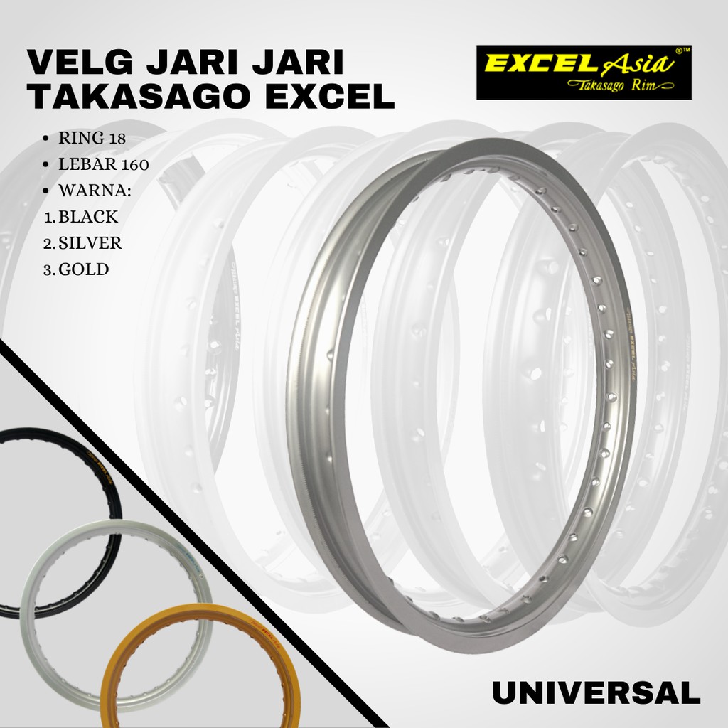 Velg pelek takasago excel asia 160 ring 18 HITAM