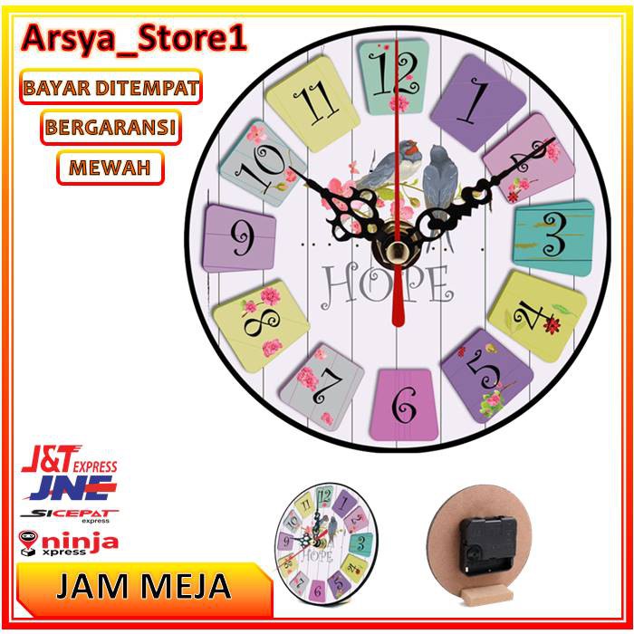 JAM MEJA UNIK KAYU VINTAGE KADO HOPE SHABBY CHIC JAM DUDUK KECIL MINIMALIS KLASIK