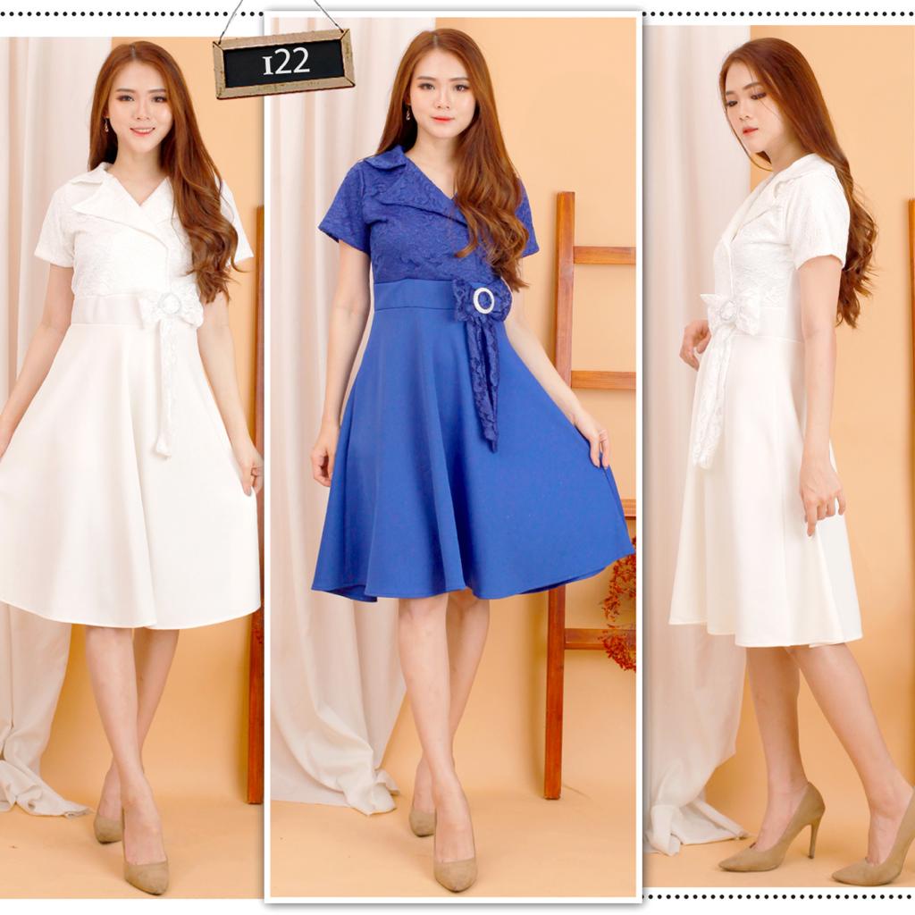 Kathryn collection, 122 # Dres rok mekar ribbon scuba import premium kombinasi brukat gliter khusus