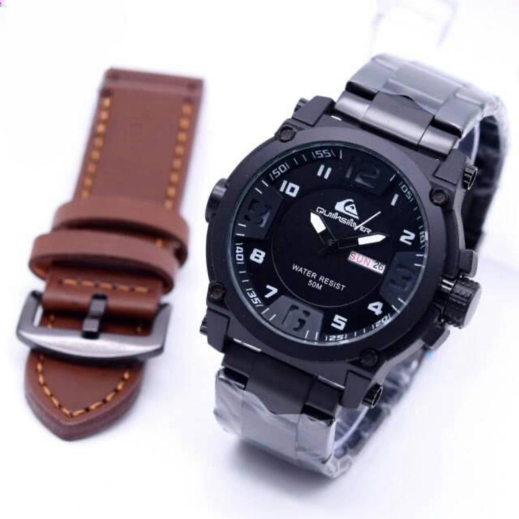 (SS) JAM TANGAN PRIA OCEAN QS-37 Set TGL HARI Stainliss Steel + TALI CADANGAN