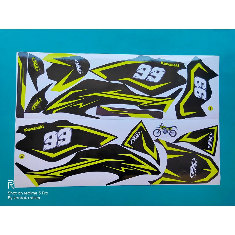 Striping Motor KLX BF Variasi Hitam Kuning