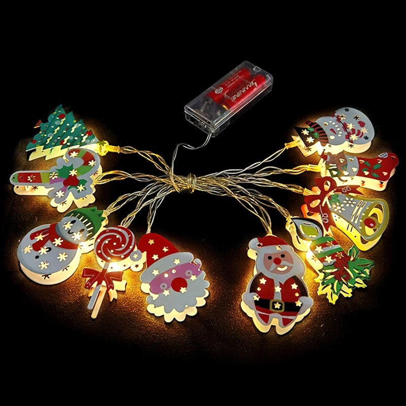 Lampu String 10 Led 1.65m Bentuk Boneka Santa Claus Untuk Dekorasi Pohon Natal