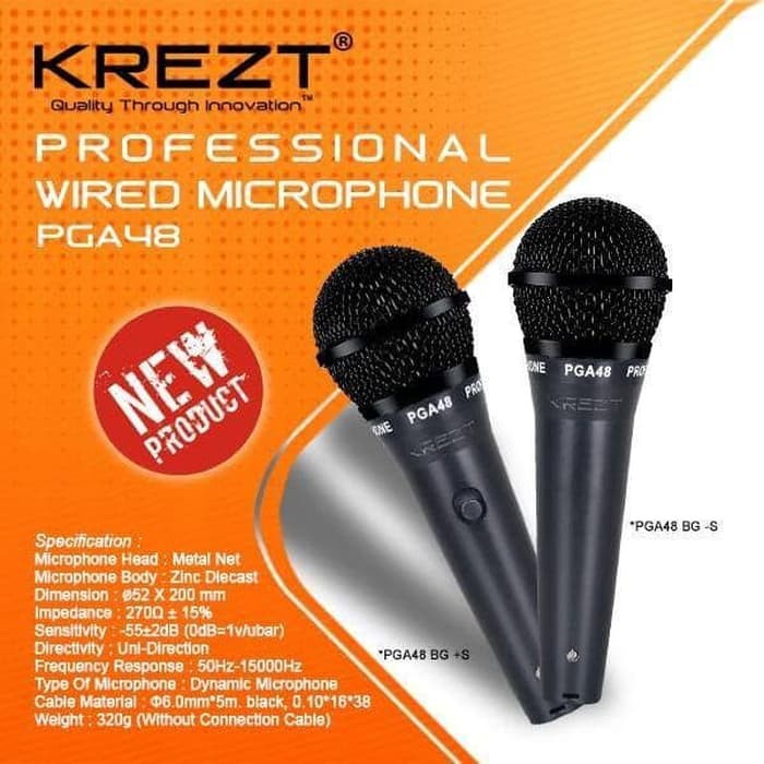 Jual Krezt Pga Original Mic Bonus Kabel Mik Cable Microphone Karaoke Shopee Indonesia