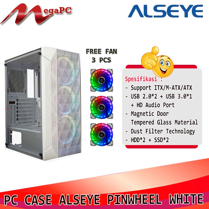 Cassing Komputer / PC Gaming Alseye Pinwheel Tempered Glass