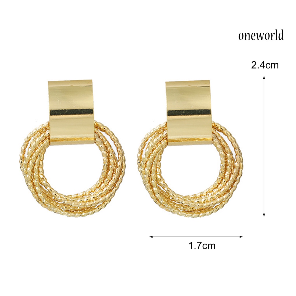 OW# 1 Pair Exquisite Women Multilayer Circle Golden Ear Stud Earring Jewelry Accessory