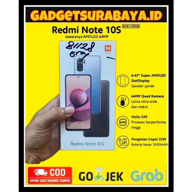 Redmi Note 10s Ram 8GB Internal 128GB Note 10s 8/128 Baru Segel Garansi Resmi 1 Tahun