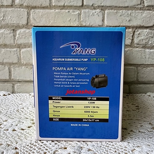 Yang YP 108 YP108 YP-108 Mesin Pompa filter Air Celup Aquarium Aquascape Hidroponik Kolam