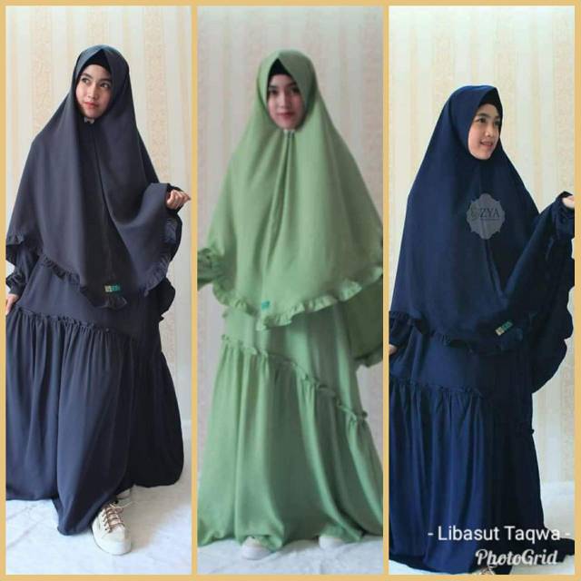 Gamis set syar'i polos bahan Crepe premium