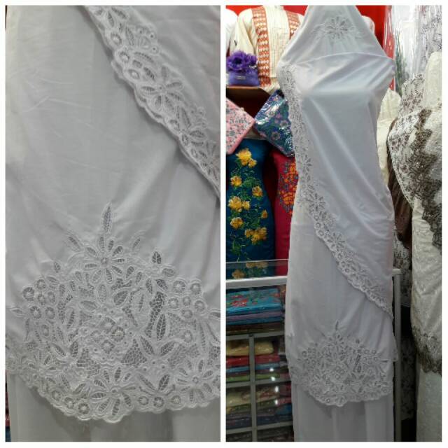 Mukena Bordir Kerancang Bahan Katun Silki Khas Bukittinggi