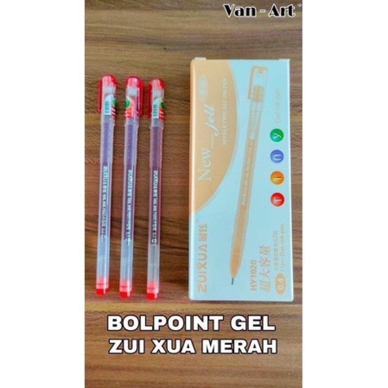 

BOLPEN GEL VAN ART 0.4 WARNA MERAH ISI 12 PCS
