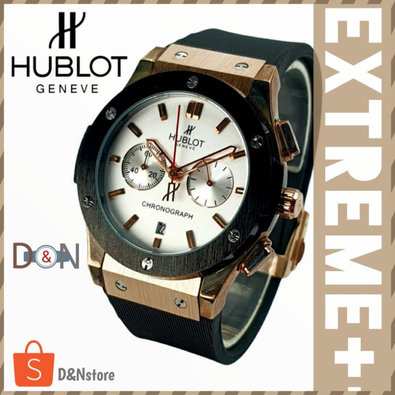 Jam Tangan Pria Analog HUBLOT Chrono Aktif Tali Kulit New Murah Terlaris