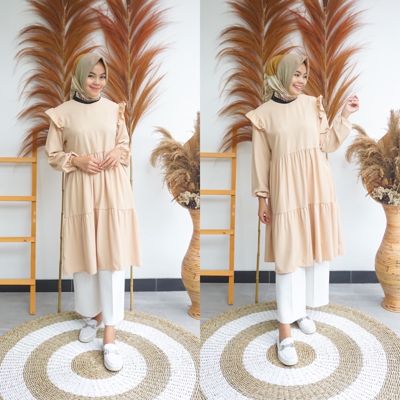 Kaia Tunik LD 100 110 Atasan Wanita Premium Terbaru Ukuran L XL Bahan Shakila Premium Termurah Bisa COD by Zenic_id