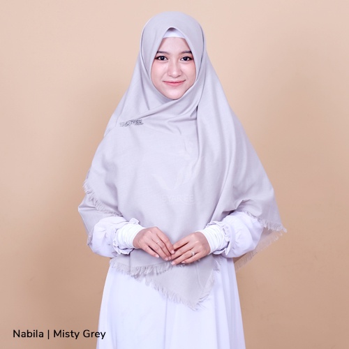 Nabila | Jilbab Segiempat Hijab Khimar Panjang Lebar Syar'i Rawis Ukuran 130x130 Bahan Supernova Polos