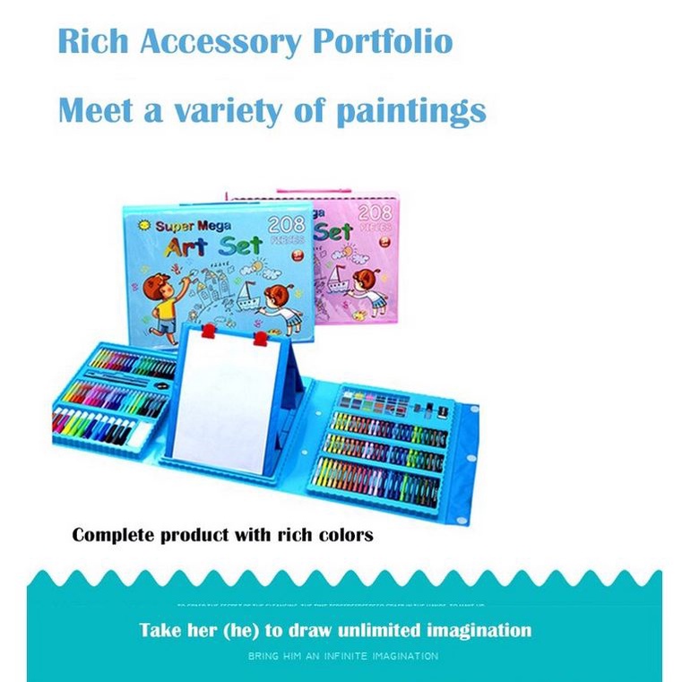 

YUH Set Menggambar 2 pcs Crayon Spidol Pensil Warna Set Lukis Set Alat Tulis Anak-anak