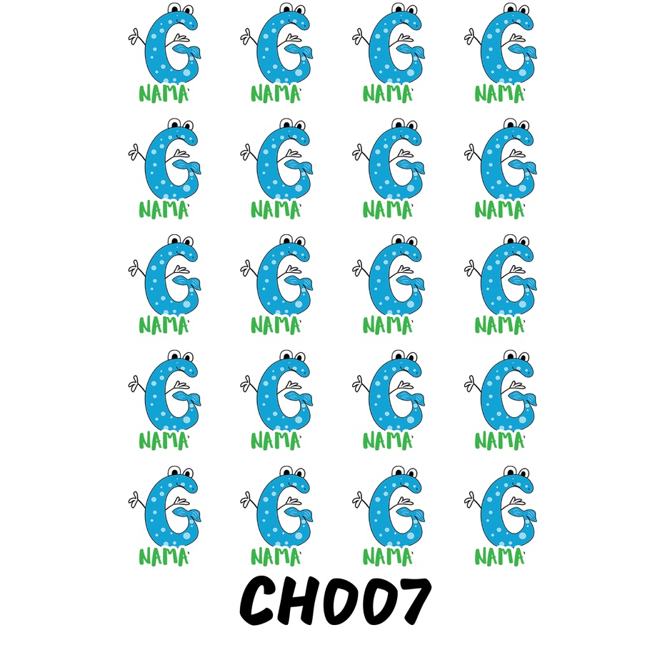 

Sticker Nama Cutting Label Waterproof Tahan Air Huruf 07 (CH007)