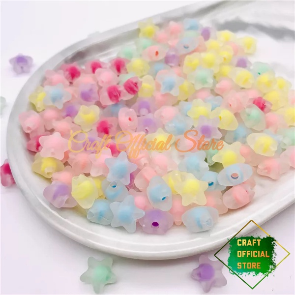 25 PCS Mote Manik Frosted Mote Ice Clear Manik Mute Isi Bintang Bahan Meronce Kerajinan DIY