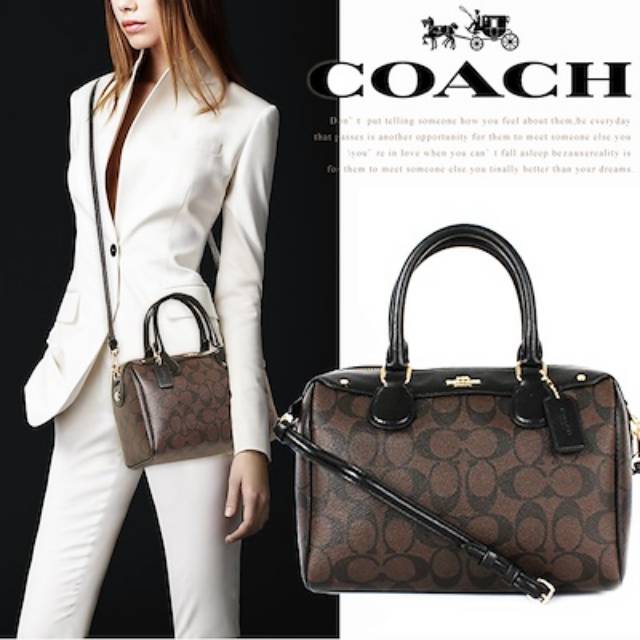 Tas Coach Mini Bennet Brown Black Maho New Original