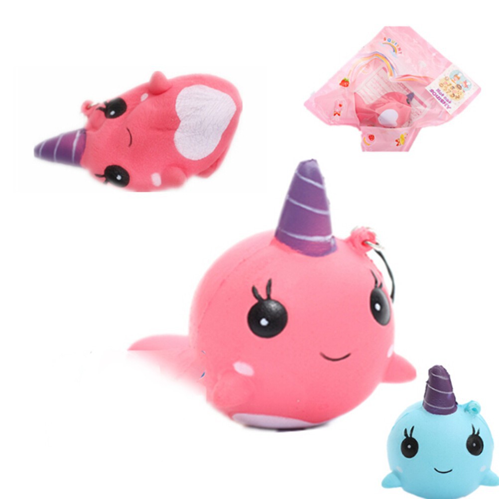 (Gratis Ongkir) Kawaii Squishy ibloom Mini Whale Millie Pink Scent Squeeze Very Slow Rising Toy