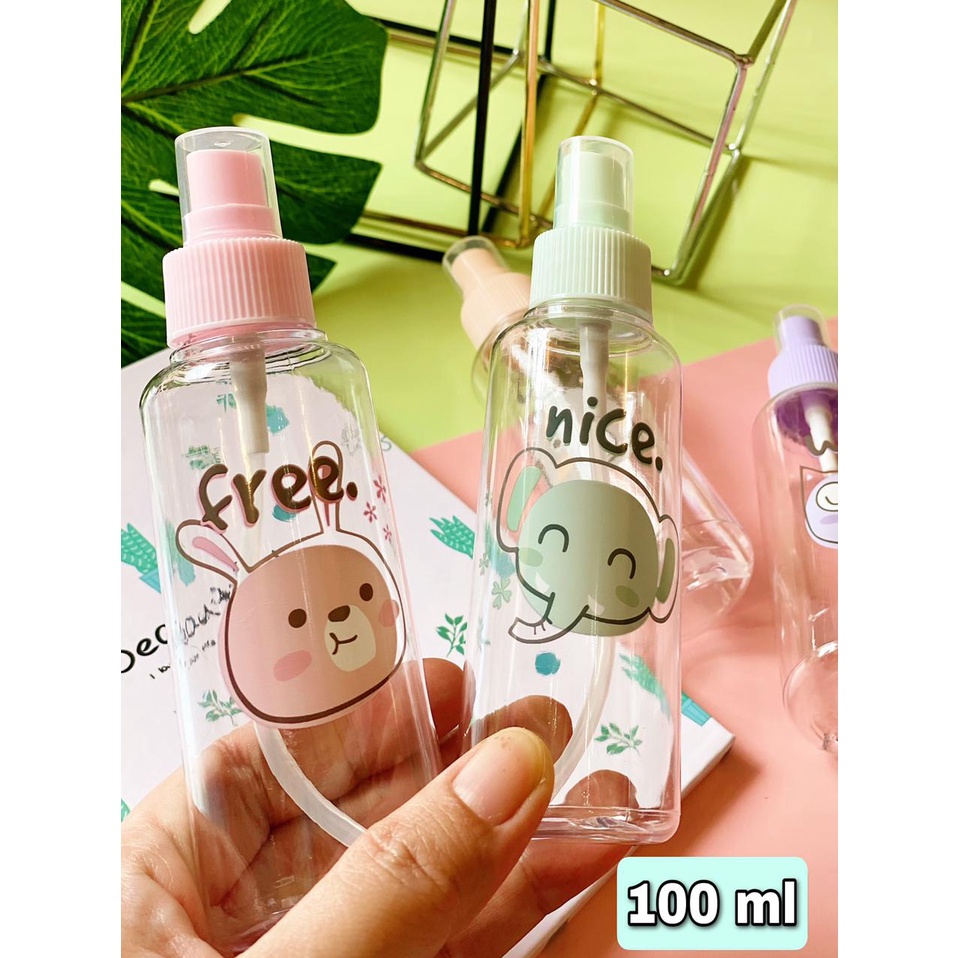 VS BG - BOTOL KARAKTER Spray 100ML plastik tutup putih Warna/Bening