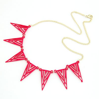 LRC Kalung Wanita Shade Hollow Out Triangle Shape Alloy Korean Necklaces