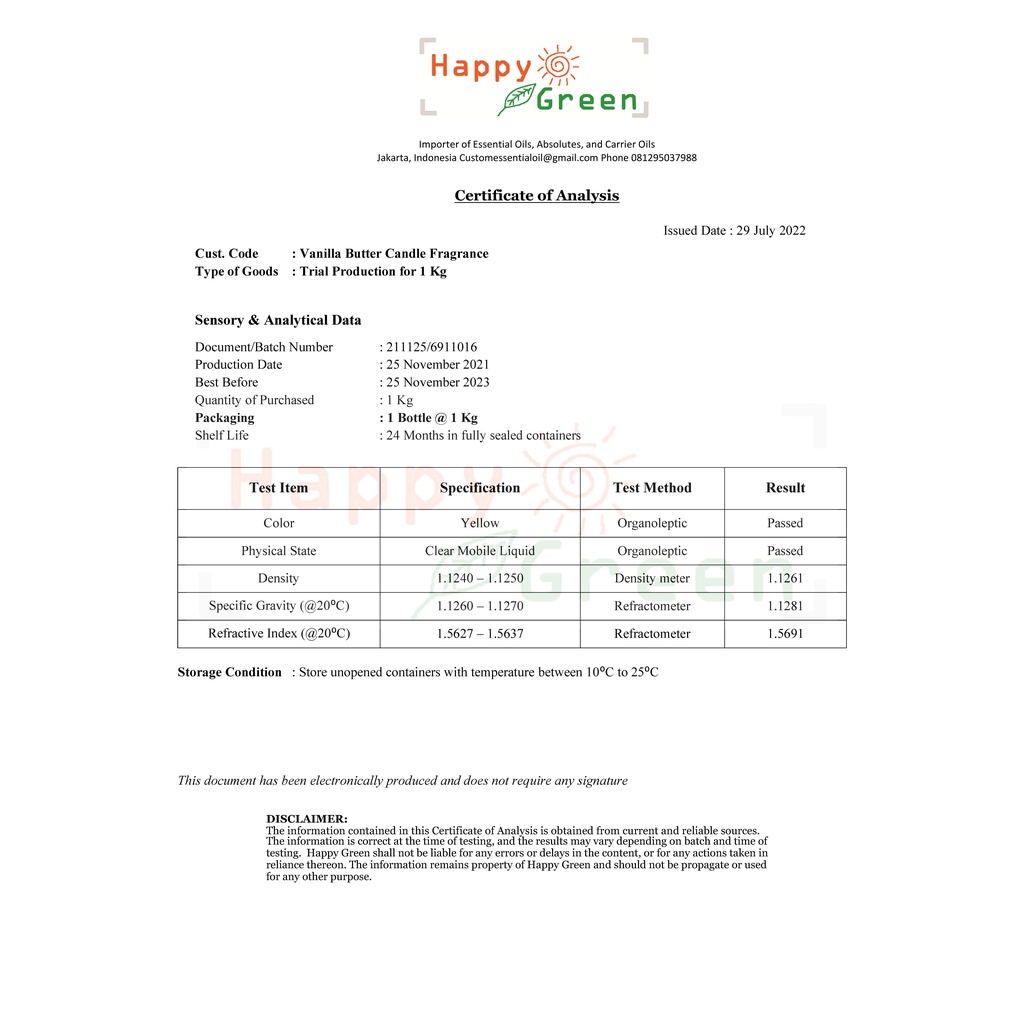 Happy Green Vanilla Milk Candle Fragrance Oil - Vanilla Fragrance untuk Lilin