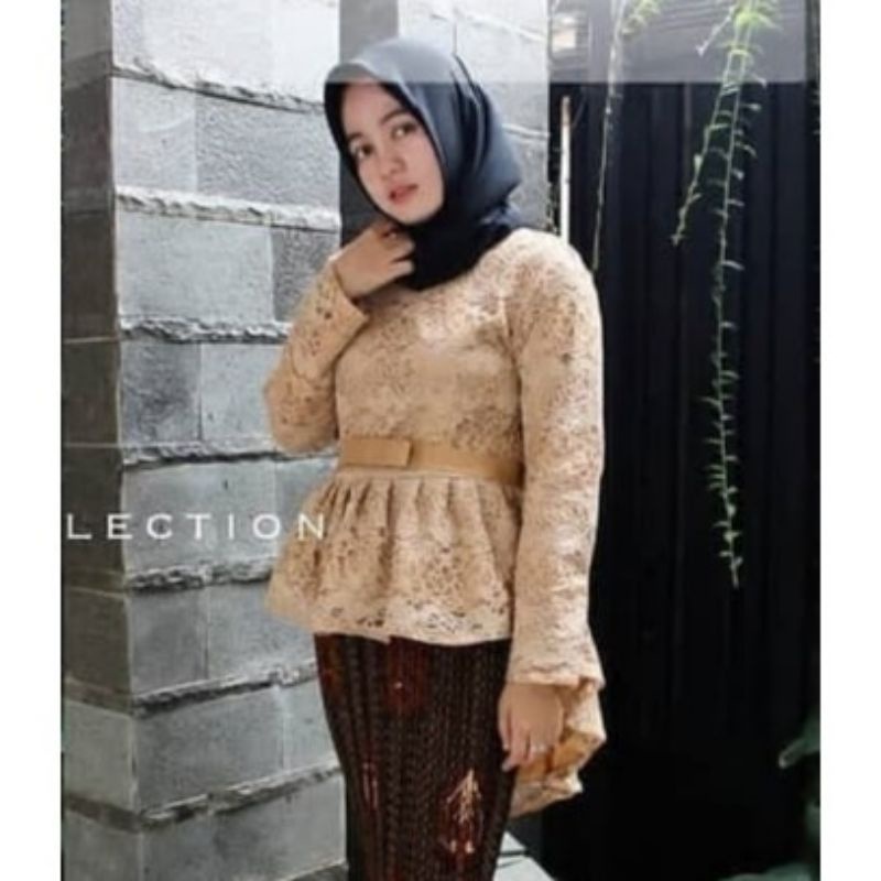 IndahKebaya | HANYA ATASAN / KEBAYA AURORA BROKAT / SALEM HITAM PUTIH NAVY MAROON MOCCA GOLD DUSTY