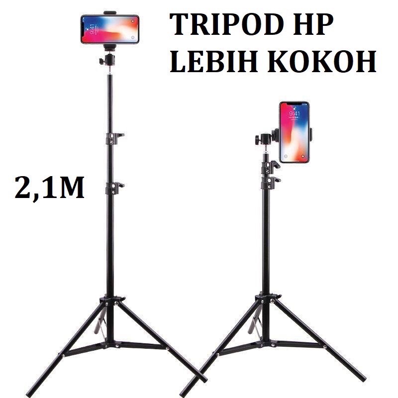 Tripod HP Kamera Camera Tripod Ring Light 1.3 Meter Dan 2.1 Meter Free Holder U - Tiang Tripod Handphone Kamera Ring light / tripod 3118