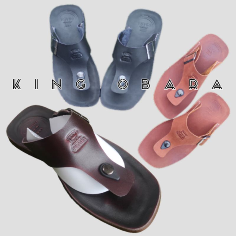 King Obara  - Sendal Jepit Casual - Sandal pria Kulit Asli - Sandal Cowok Original Handmade