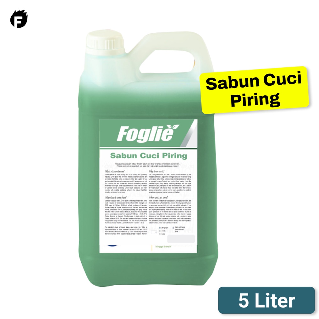 FOGLIE Sabun Cuci Piring / Dishwashing Ekonomis 5L | Sabun Pencuci Piring